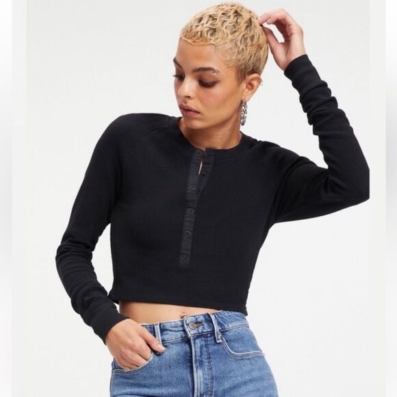 Good American NWT Waffle Thermal Crop Size 5 (2XL) Long Sleeve Tee - Picture 2 of 15